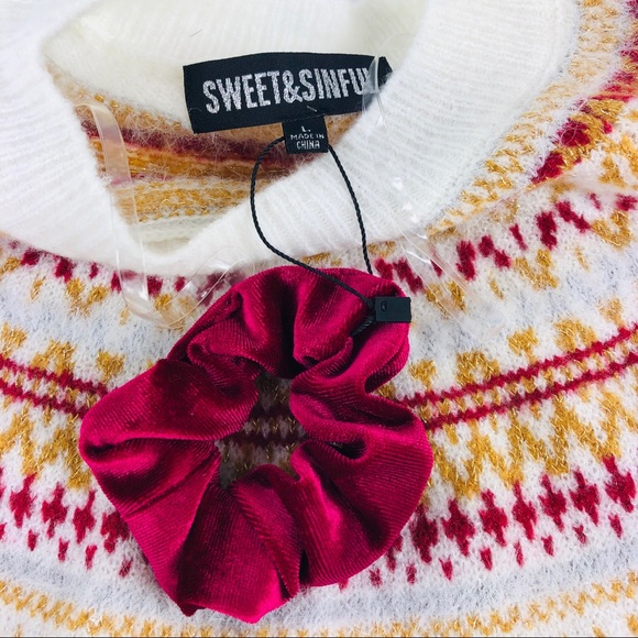 Sweet & Sinful Sweater Scrunchie Combo Ivory New - Picture 3 of 4